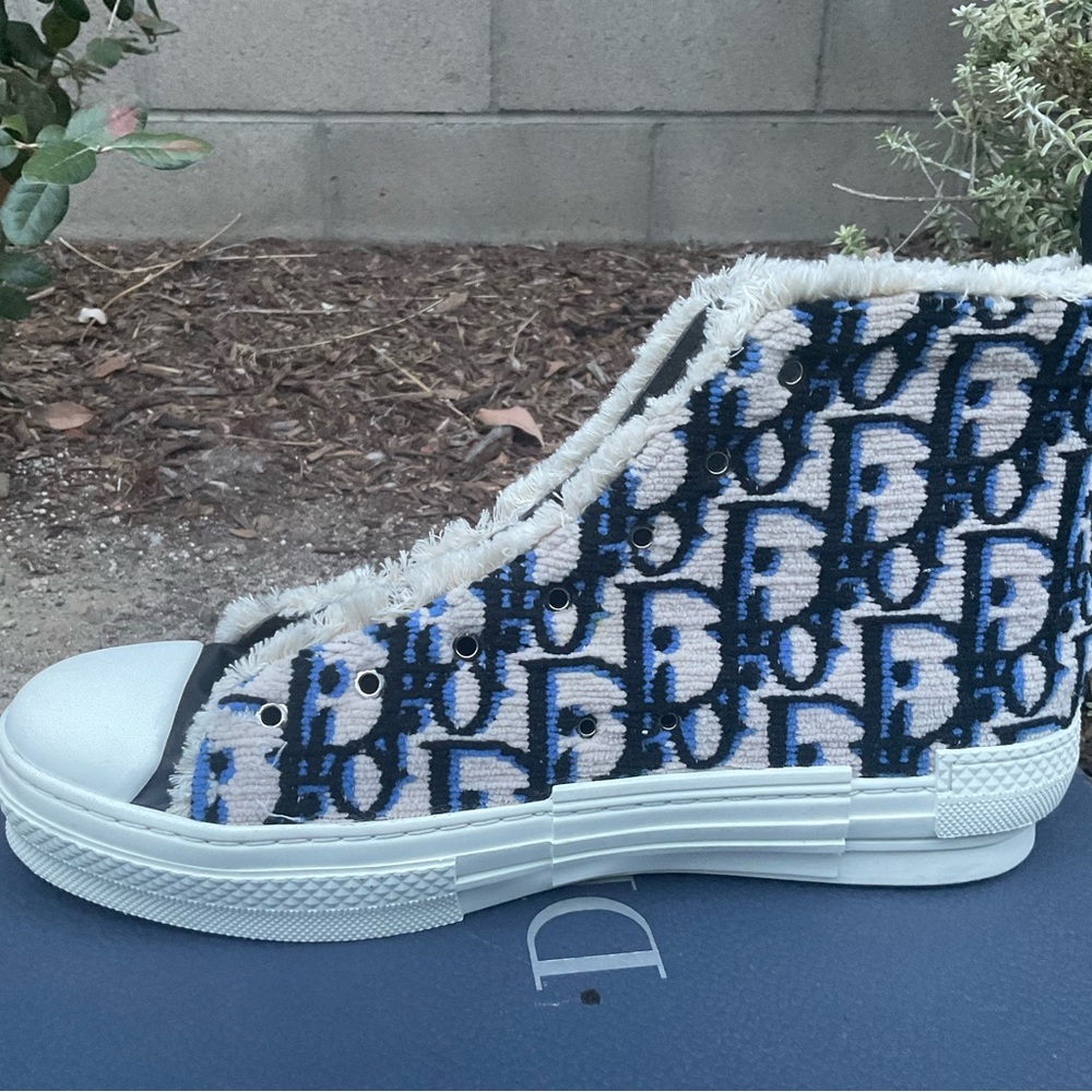 Dior Monogram High-Top Sneakers - Navy and White - Picture 3 of 16